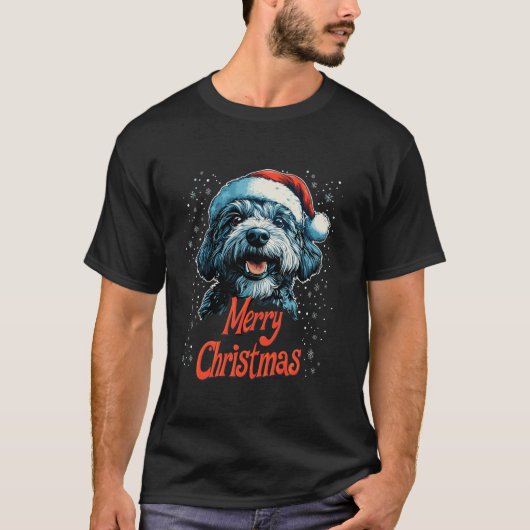 Funny Doodle Santa Merry Christmas Goldendoodle Lo T-shirt (Voorkant)