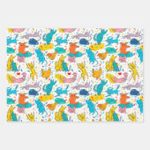 Funny Doodled Dogs Cats Wrapping Paper Set of 3 (Voorkant)