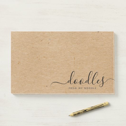 Funny Doodles uit My Noodle Kraft Brown Post-it® Notes (Op bureau)