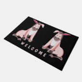 Funny Doormat met Roze Donkey - Welkom Deurmat (Schuin)