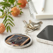 Funny Dopostes in opgeraapt hondenschilderij Sleutelhanger (Zijkant)