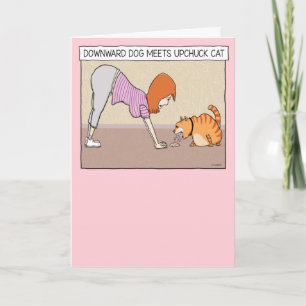 Funny Down Dog ontmoet Upchuck Cat Birthday Kaart