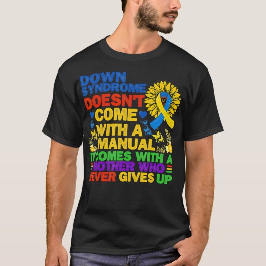 Funny Down Syndrome Yellow and Blue Ribbon Sunflow T-shirt (Voorkant)
