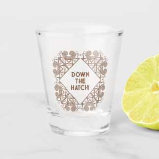 Funny Down The Hatch! Add Text Celtic Border Art Shot Glas