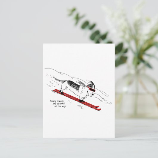 Funny Downhill Skiing Briefkaart (Staand voorkant)