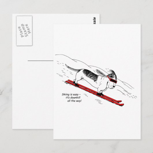Funny Downhill Skiing Briefkaart (Voorkant / Achterkant)