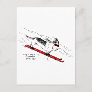 Funny Downhill Skiing Briefkaart
