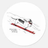 Funny Downhill Skiing Dog Stickers (Voorkant)