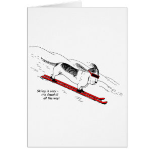Funny Downhill Skiing Wenskaart