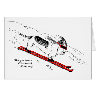 Funny Downhill Skiing Wenskaart