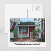 Funny downsizing van de verkoop van onroerend goed briefkaart (Voorkant / Achterkant)