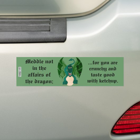 Funny Dragon Bumpersticker (Op auto)