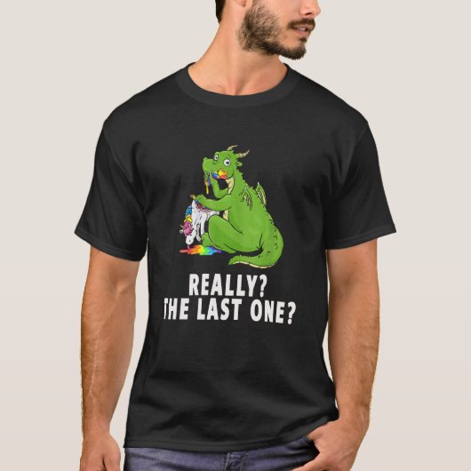 Funny Dragon eet de laatste Unicorn T-shirt (Voorkant)