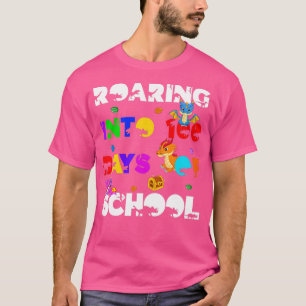 Funny Dragon en Dinosaur Roaring in 100 dagen T-shirt