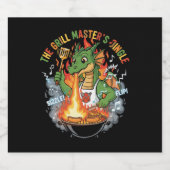 Funny Dragon Grill Master BBQ & Grilling Cartoon Bier Etiket (Enkel label)