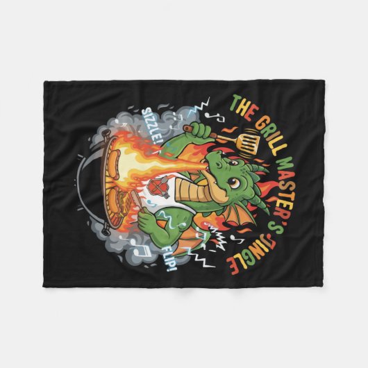  Funny Dragon Grill Master BBQ & Grilling Cartoon Fleece Deken (Voorkant (Horizontaal))