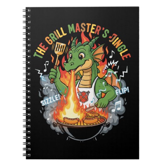  Funny Dragon Grill Master BBQ & Grilling Cartoon Notitieboek (Voorkant)
