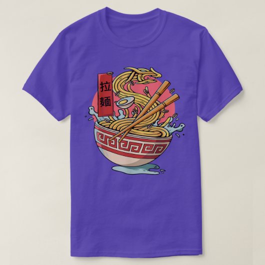 Funny Dragon Kaiju Ramen Japan Noodle Food T-shirt (Design voorkant)