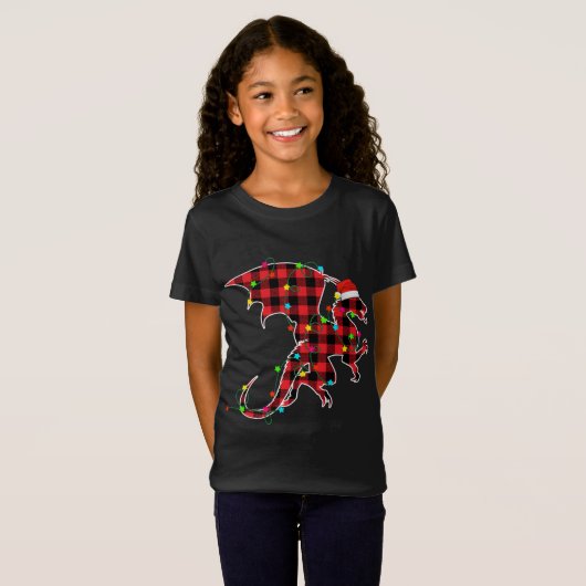 Funny Dragon kerstboom Red Pset Xmas Dieren T-shirt (Voorkant volledig)