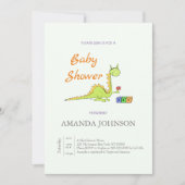 Funny Dragon met Baby shower-uitnodiging Kaart (Voorkant)
