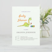 Funny Dragon met Baby shower-uitnodiging Kaart (Staand voorkant)