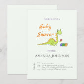 Funny Dragon met Baby shower-uitnodiging Kaart (Voorkant / Achterkant)