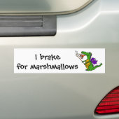 Funny Dragon Roasting Marshmallows Cartoon Bumpersticker (Op auto)