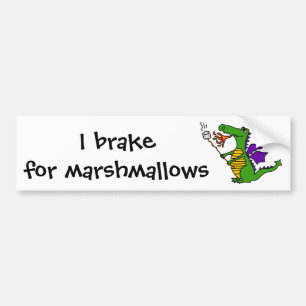 Funny Dragon Roasting Marshmallows Cartoon Bumpersticker