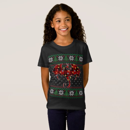Funny Dragon Ugly Sweater Kerstlights Dragon T-shirt (Voorkant volledig)