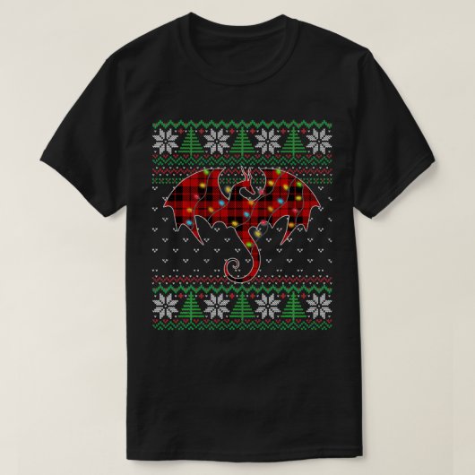 Funny Dragon Ugly Sweater Kerstlights Dragon T-shirt (Design voorkant)
