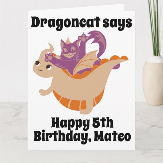Funny Dragoncat gepersonaliseerde Birthday Kaart (Voorkant)