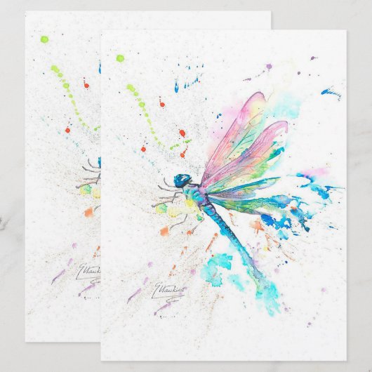 Funny Dragonfly Colorful | Gift for Birthday (Voorkant / Achterkant)