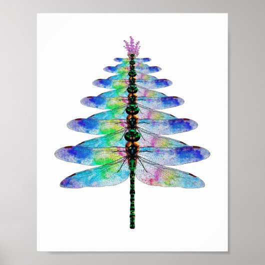 Funny Dragonfly-kerstboom Poster (Voorkant)