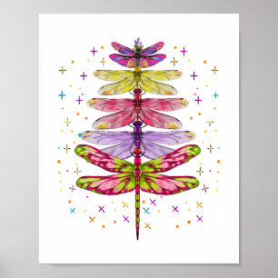 Funny Dragonfly-kerstboom Poster