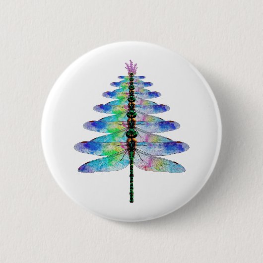 Funny Dragonfly-kerstboom Ronde Button 5,7 Cm (Voorkant)