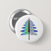Funny Dragonfly-kerstboom Ronde Button 5,7 Cm (Voorkant /achterkant)