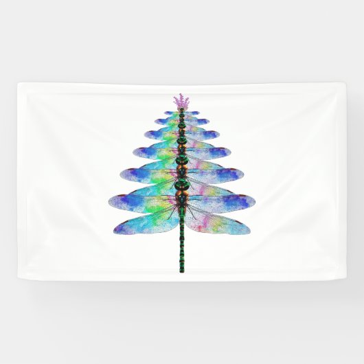 Funny Dragonfly-kerstboom Spandoek (Horizontaal)