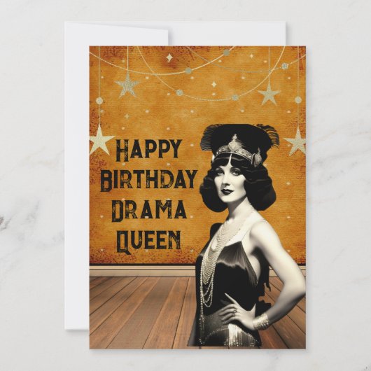 Funny  Drama Queen Birthday Kaart (Voorkant)