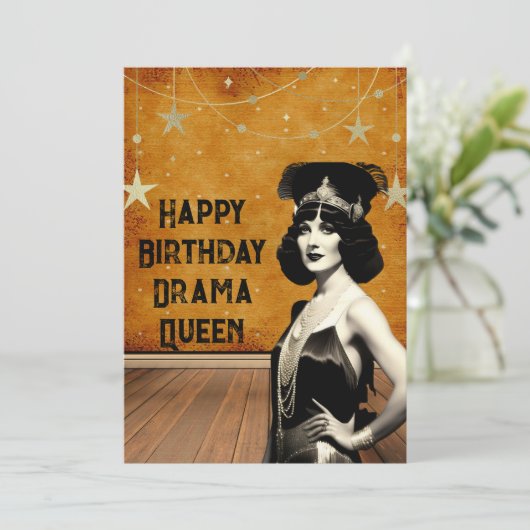 Funny  Drama Queen Birthday Kaart (Staand voorkant)