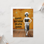 Funny  Drama Queen Birthday Kaart (Voorkant / Achterkant in situ)