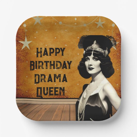 Funny  Drama Queen Birthday Papieren Bordje (Voorkant)
