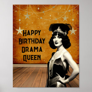 Funny  Drama Queen Birthday Poster