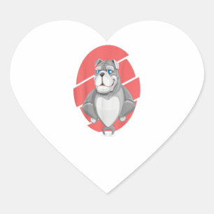 Funny Drawing of Bulldog Gift Hart Sticker