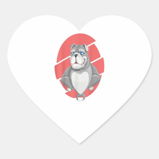Funny Drawing of Bulldog Gift Hart Sticker (Voorkant)