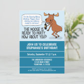 Funny Drink Dancing Moose Birthday Party Kaart (Staand voorkant)
