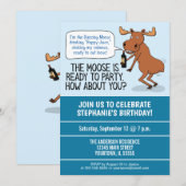 Funny Drink Dancing Moose Birthday Party Kaart (Voorkant / Achterkant)