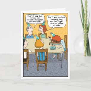 Funny Drink gezicht in Cake Birthday Kaart