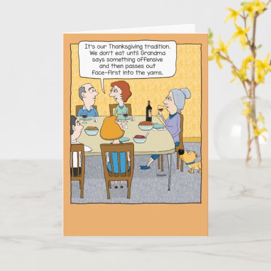 Funny Drink Grandma Thanksgiving Kaart (Gele Bloem)