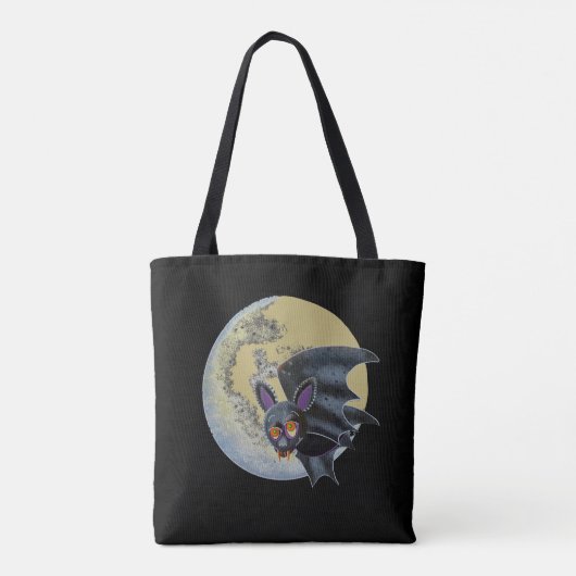Funny Drink Halloween Full Moon Bat Tote Bag (Achterkant)