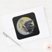 Funny Drink Halloween Full Moon Bat Vierkante Sticker (Envelop)
